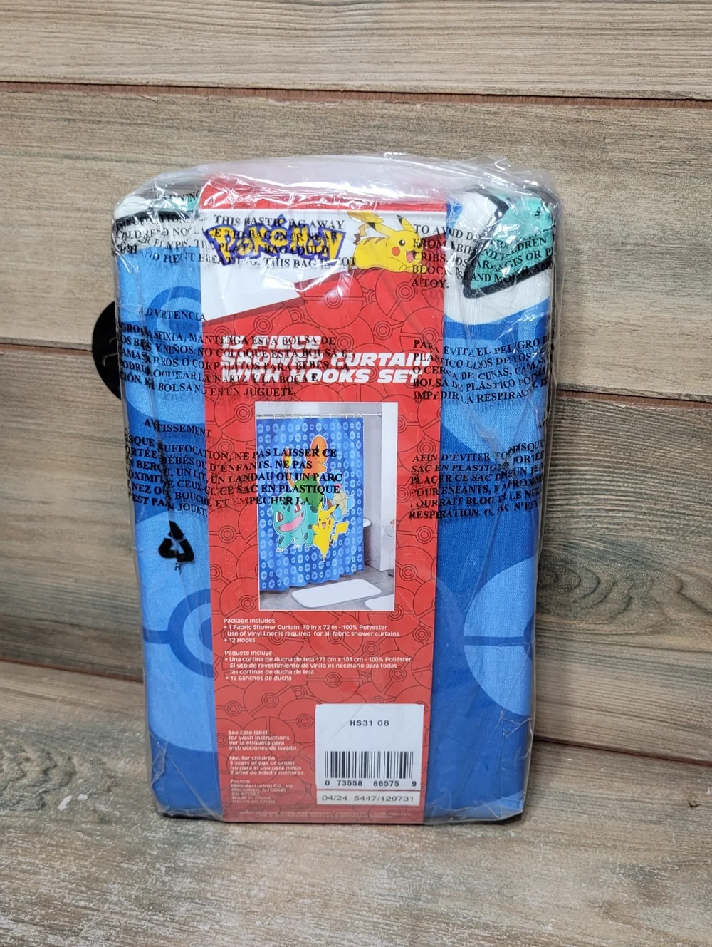 Pokemon 13 Piece Shower Curtain Set w/ Hooks Set 70 x 72 Inch